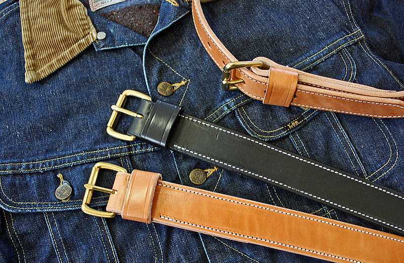 Mid West Leather Belt_ミッドウエストレザー・アメリカ製_saddle